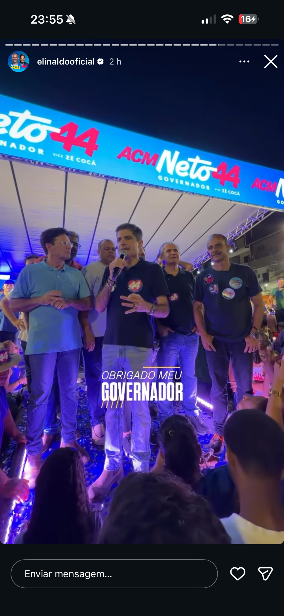 ACM Neto crava Elinaldo como um dos deputados estaduais mais bem votados da Bahia durante comício em Santo Amaro